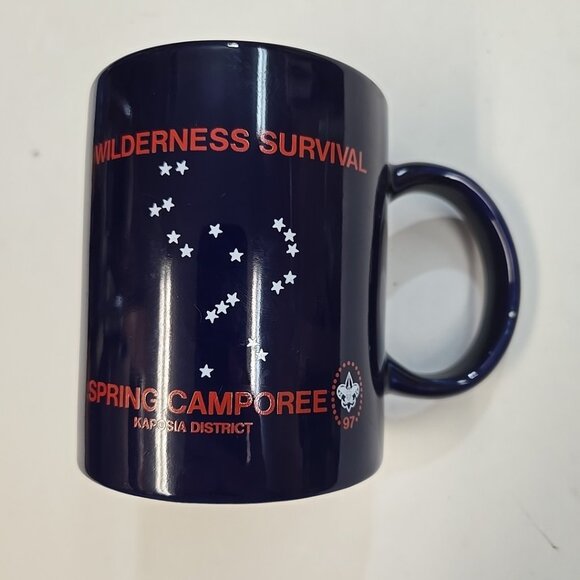Vintage 1997 Boy Scout Mug Wilderness Survival Spring Camporee Kaposia Blue BSA - Picture 1 of 4